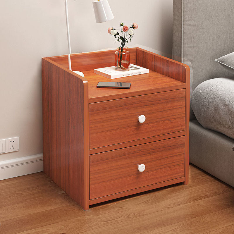 Minimalist Rectangular 1/2/3-Drawer Nightstand — D - 2 Drawer & Lockable - Nordic Maple Color