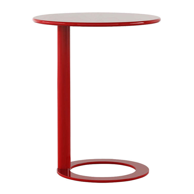 Minimalist Round Metal End Table — White