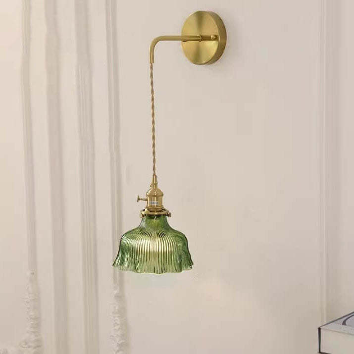 Nordic Minimalist Flower Copper Glass Sconce