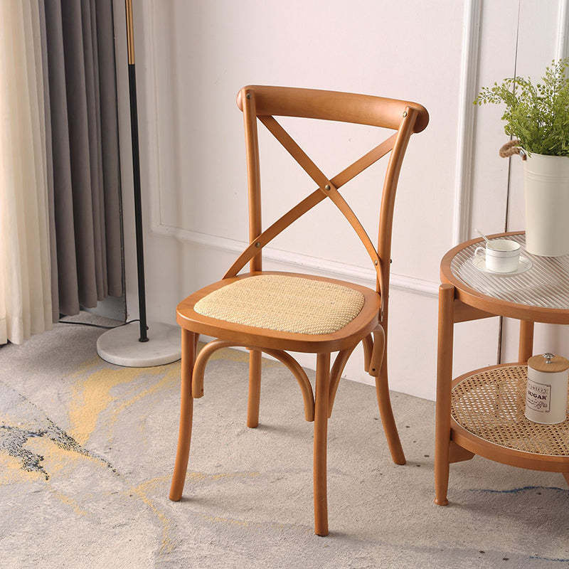 Rustic Woven Rattan Wood Dining Chair