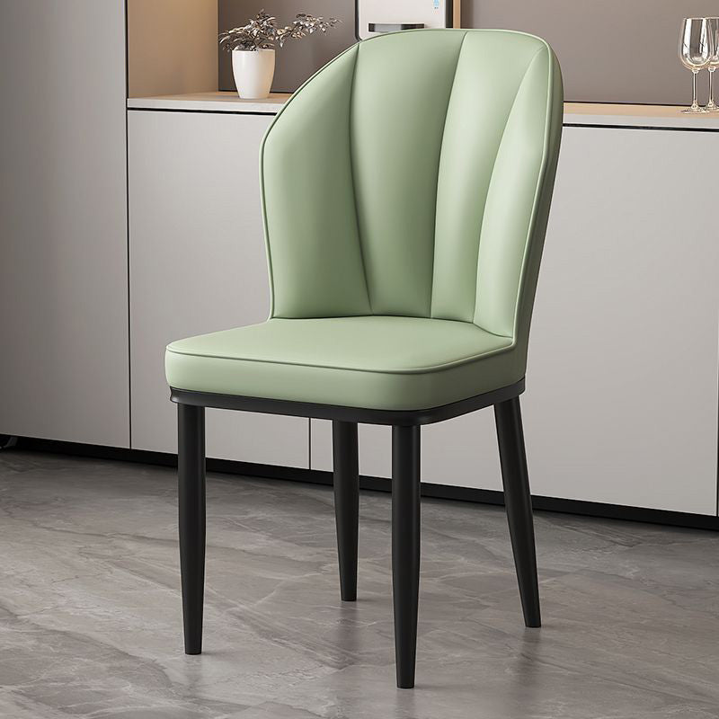 Modern PU Leather Wing-Back Dining Chair — Green + White Legs