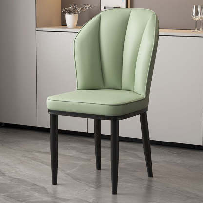 Modern PU Leather Wing-Back Dining Chair — Green + White Legs