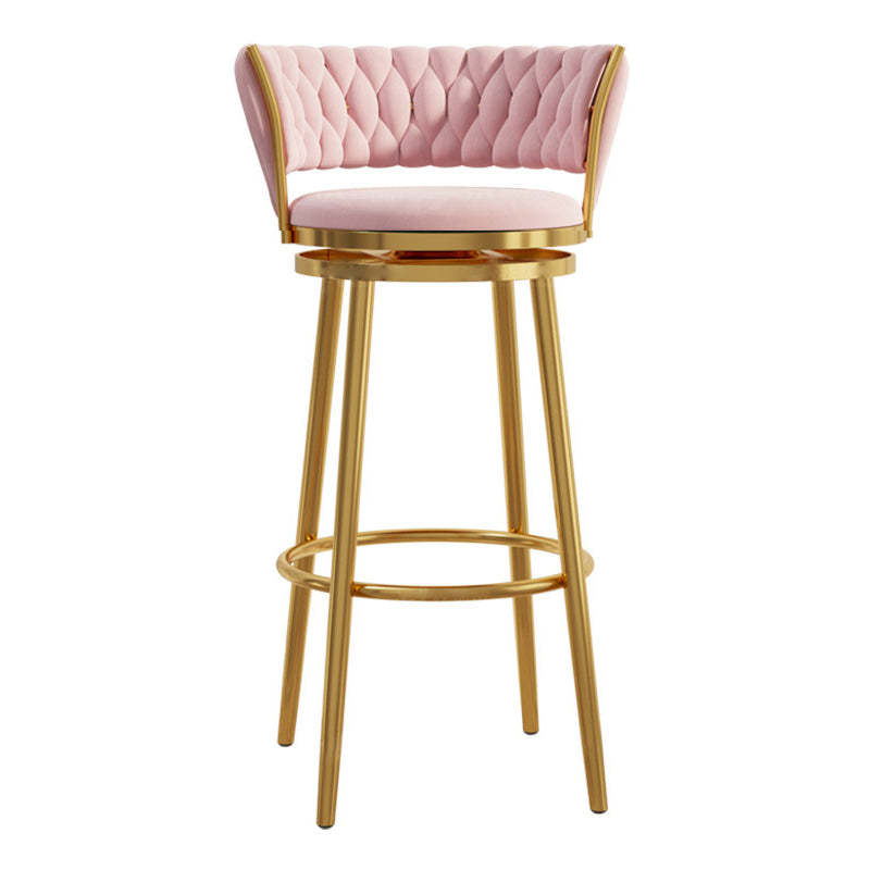 Contemporary Round Velvet Swivel Bar Stool