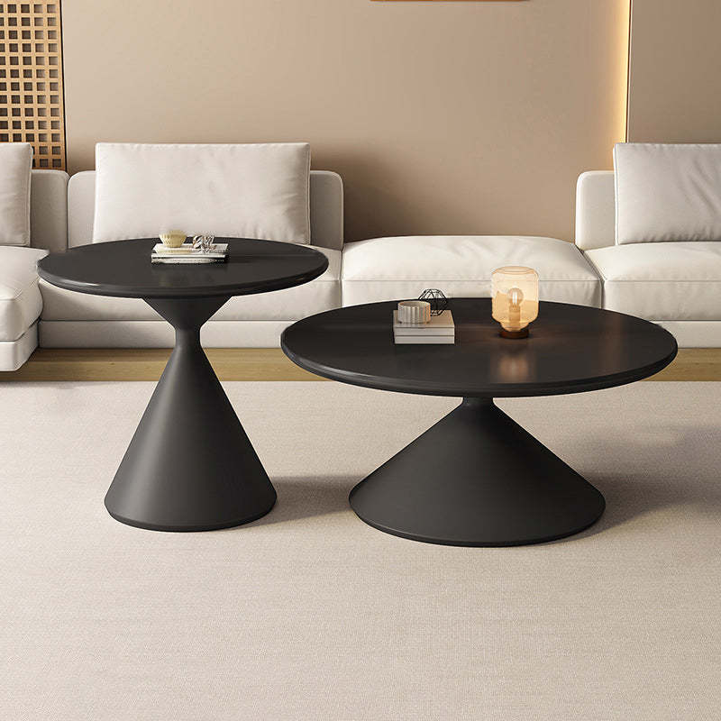 Minimalist Cone Wood Steel End Table — Original Wood Color