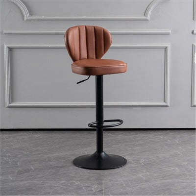 Minimalist brown bar & counter stools in metal — Black
