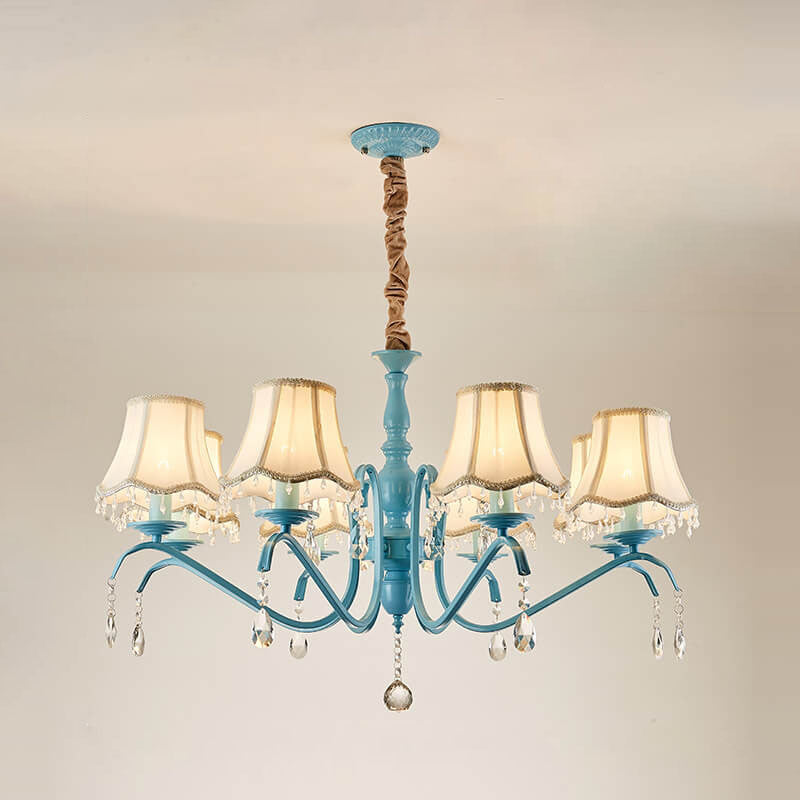 Modern Cone Iron Crystal Fabric Chandelier