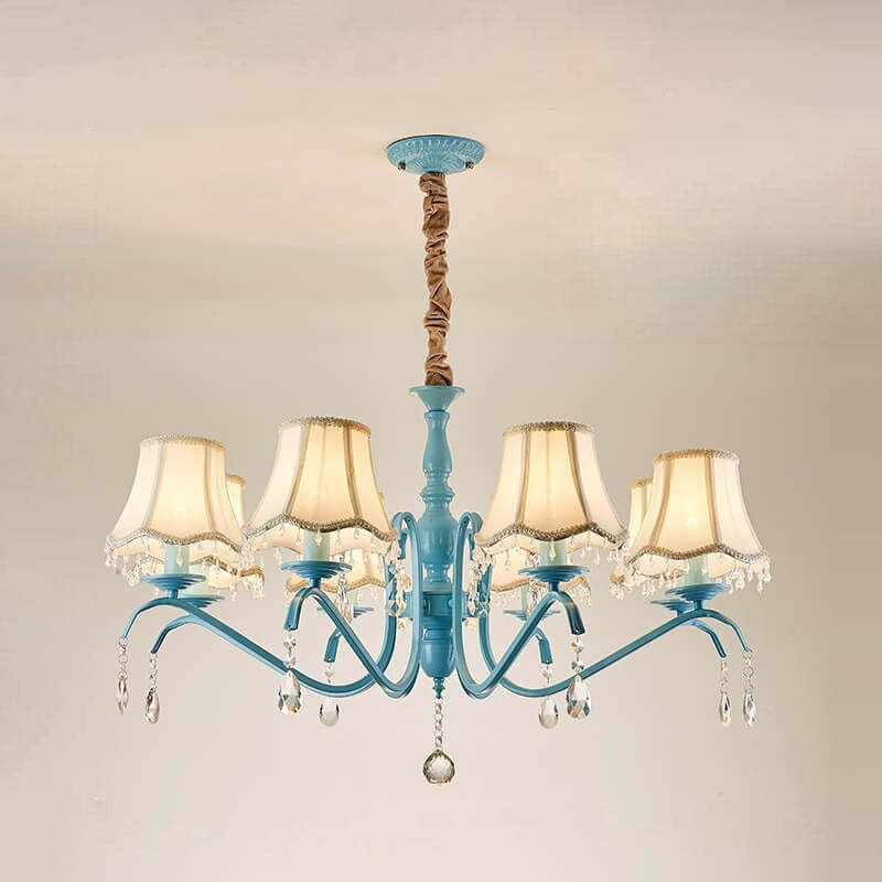 Modern Cone Iron Crystal Fabric Chandelier