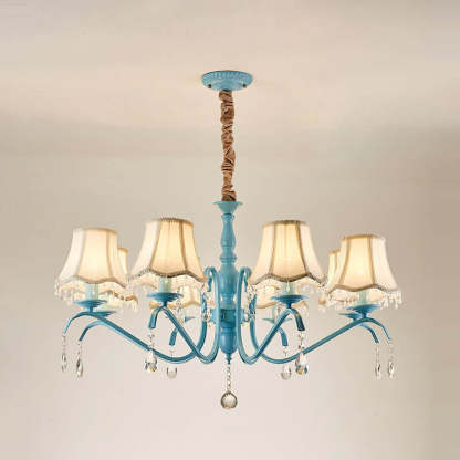 Modern Cone Iron Crystal Fabric Chandelier