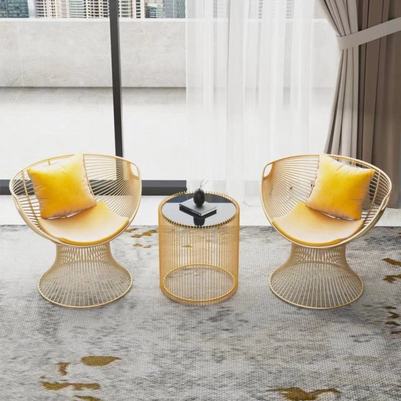 Luxury Oval Curved Upholstered Iron Chair