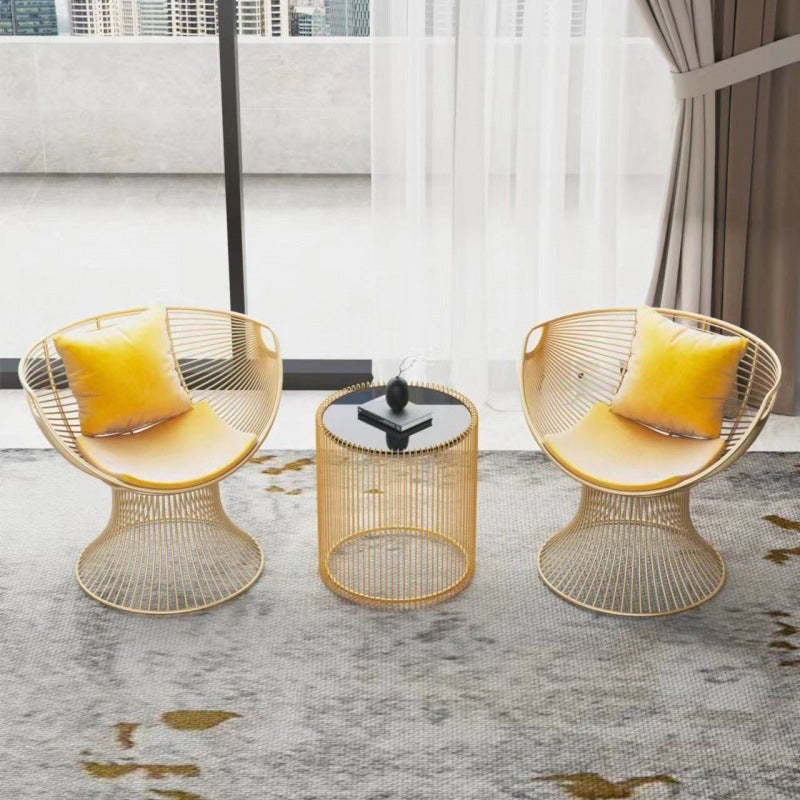 Luxury Oval Curved Upholstered Iron Chair