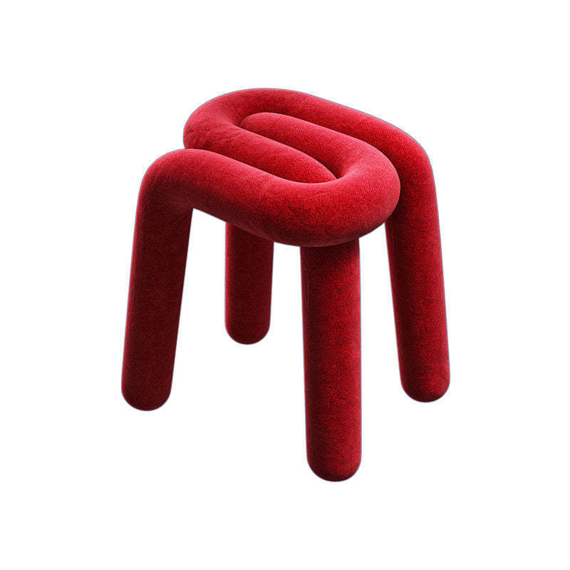 Creative striped four-leg fabric accent chairs — 19" L x 14" W x 17" H / Red