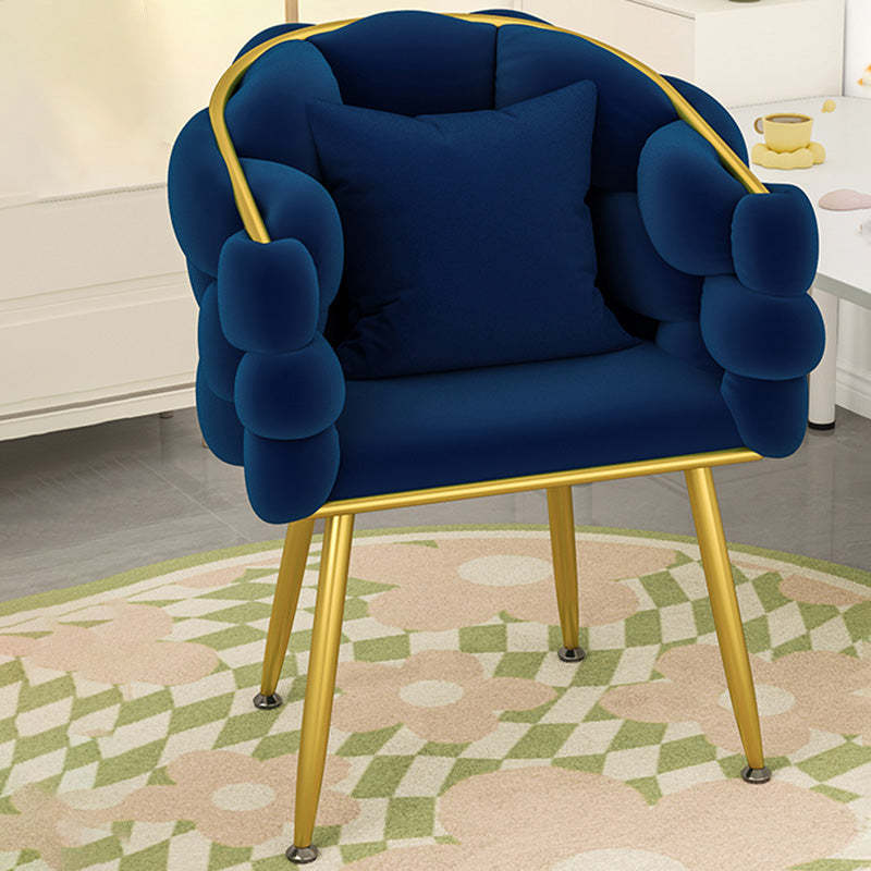 Scandinavian Curved Velvet Tufted Vanity Stool