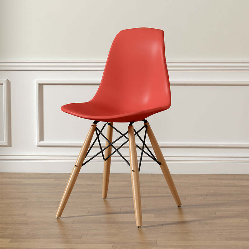 Scandinavian Upholstered Wood Trapezoidal Dining Chair — B / White