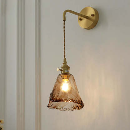 Modern Eclectic Amber Glass Geometric Jar Sconce