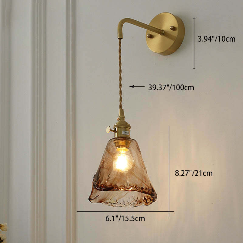 Modern Eclectic Amber Glass Geometric Jar Sconce