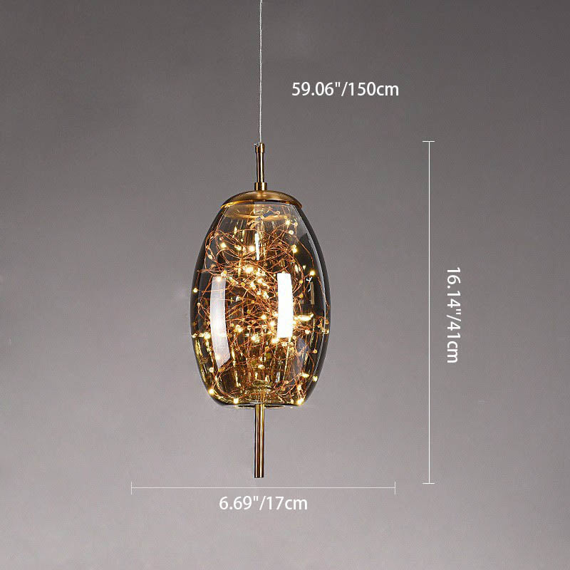 Scandinavian Cylinder Oval Glass Pendant Light