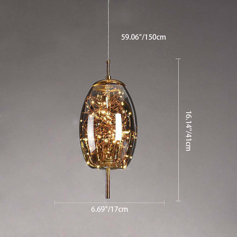 Scandinavian Cylinder Oval Glass Pendant Light