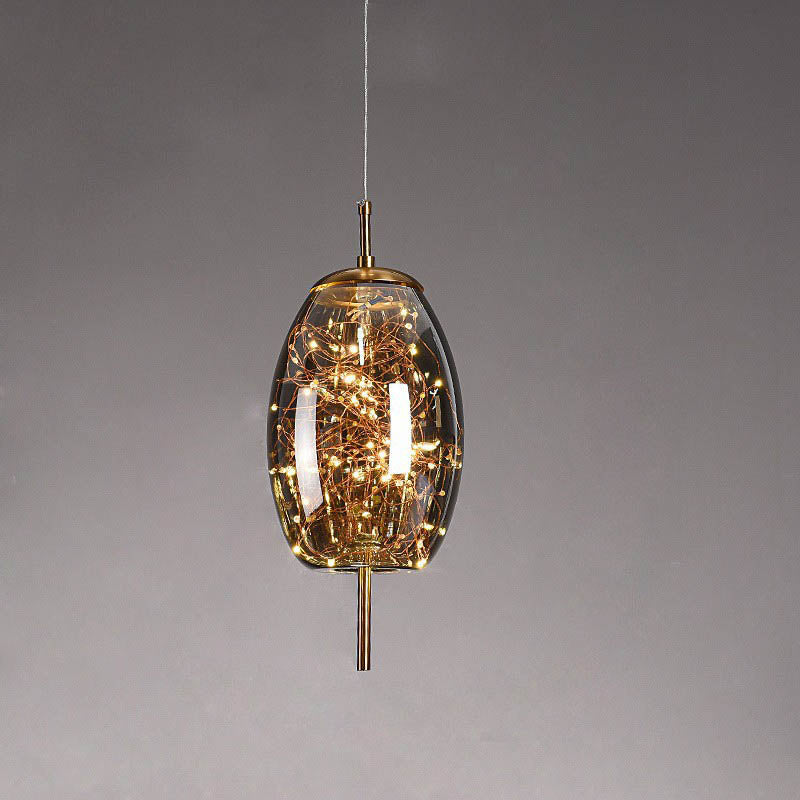 Scandinavian Cylinder Oval Glass Pendant Light