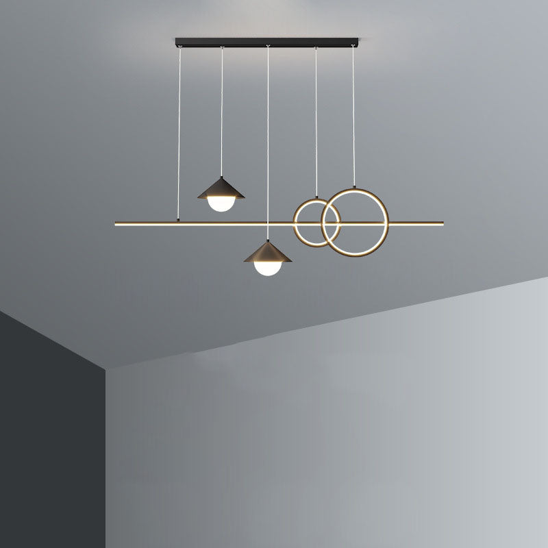 Minimalist Cone Circle Iron Acrylic LED Island Chandelier