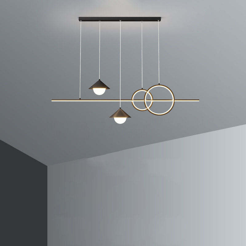 Minimalist Cone Circle Iron Acrylic LED Island Chandelier