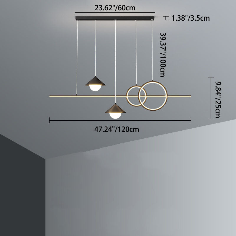 Minimalist Cone Circle Iron Acrylic LED Island Chandelier