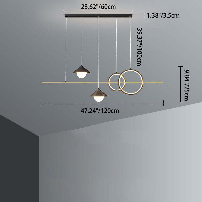 Minimalist Cone Circle Iron Acrylic LED Island Chandelier