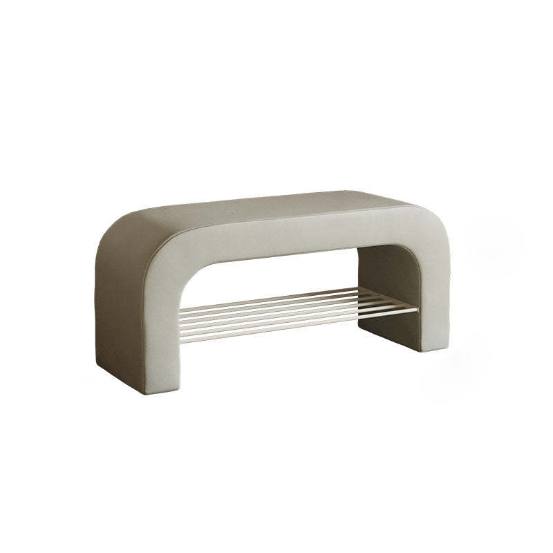 Minimalist Lambswool PU Leather Iron 1-Shelf Storage Bench