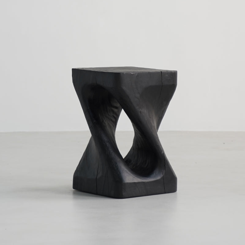 Japanese Wabi-Sabi Wood Geometric End Table — P