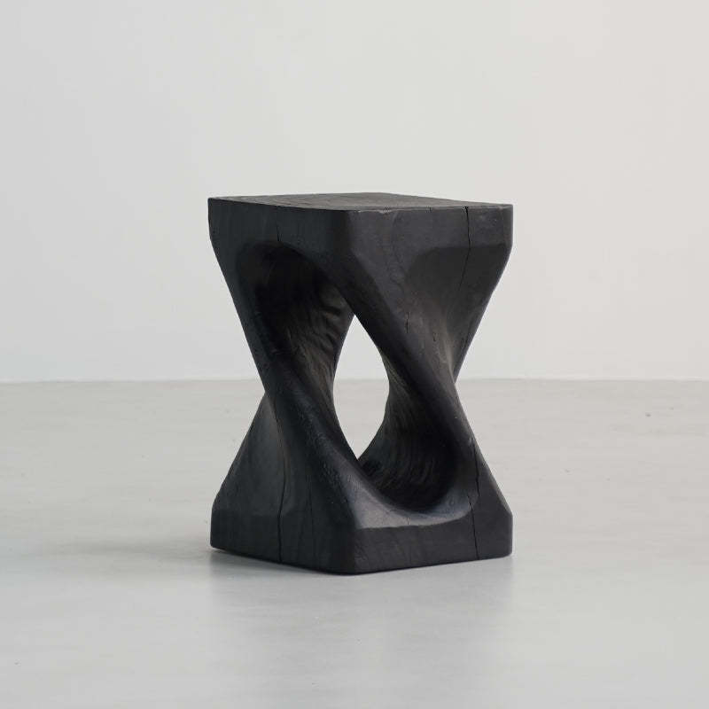 Japanese Wabi-Sabi Wood Geometric End Table — P