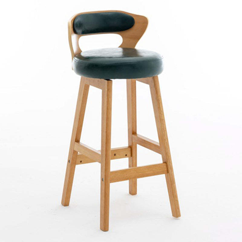 Modern PU Leather Wood Low-Back Bar Stool