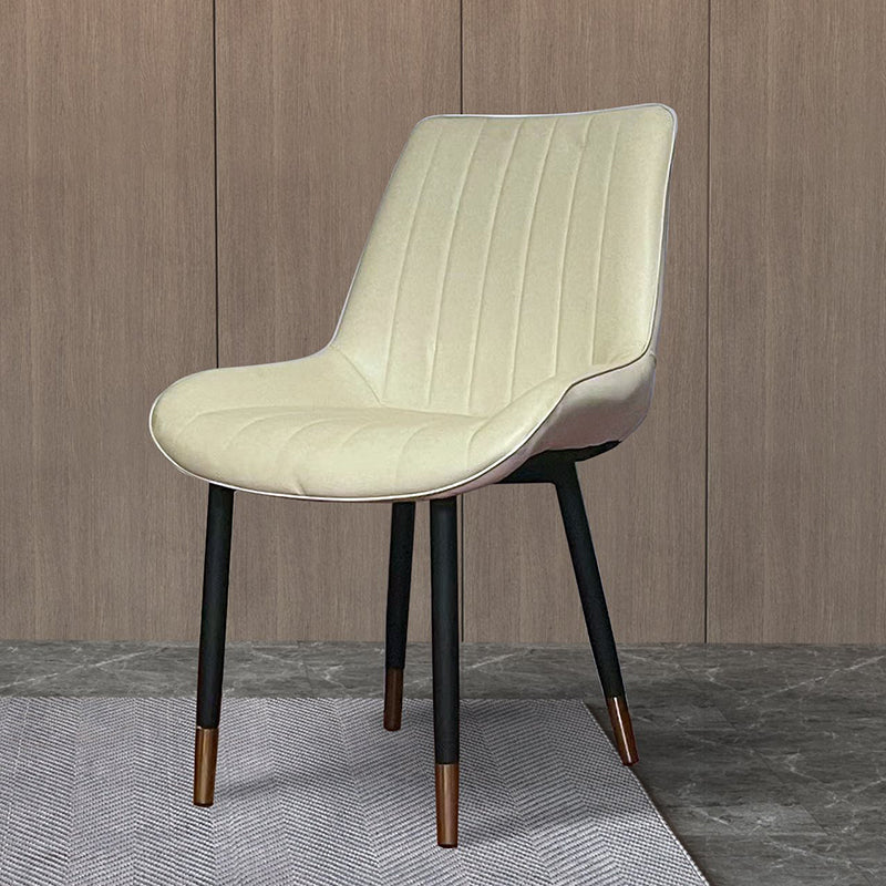 Modern Curved Leather Metal Dining Chair