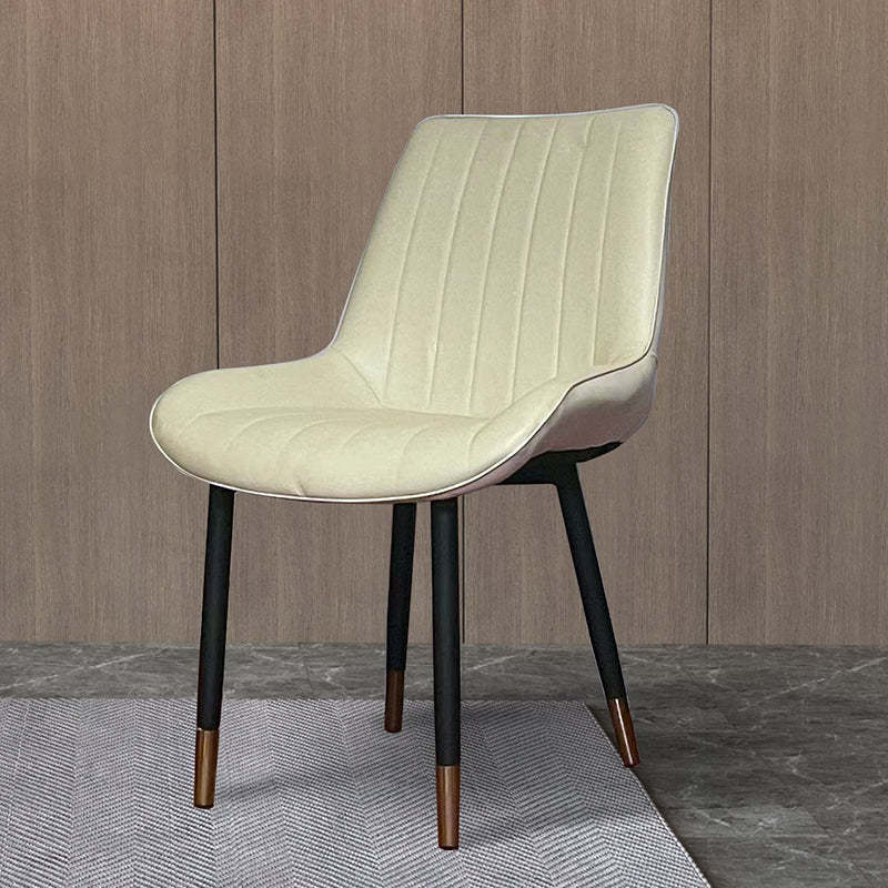 Modern Curved Leather Metal Dining Chair