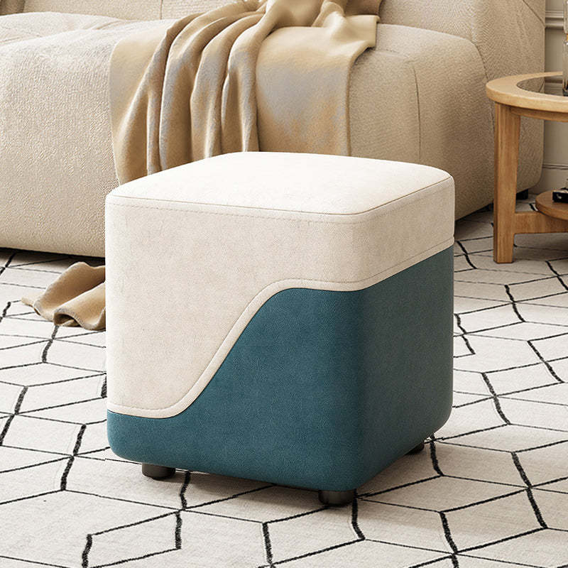 Minimalist Napa Leather Solid Wood Low Stool