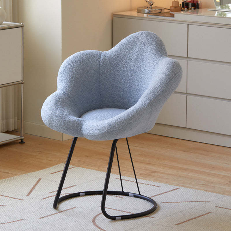 Contemporary Petal Velvet Arc-Metal-Leg Vanity Stool