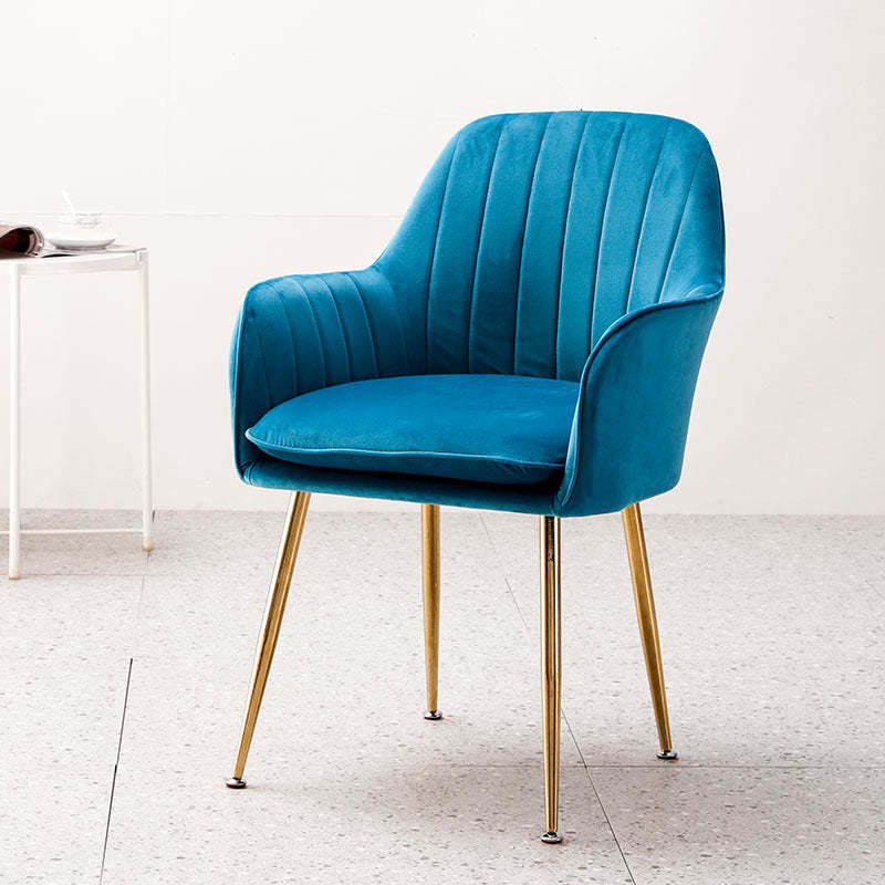 Nordic Trapezoidal Striped Velvet Steel Vanity Stool