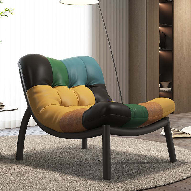 Scandinavian Upholstered Leather Steel Sofa