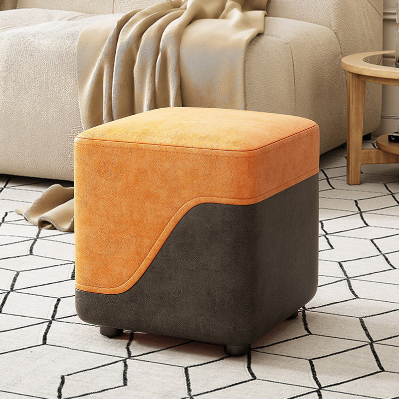 Minimalist Napa Leather Solid Wood Low Stool