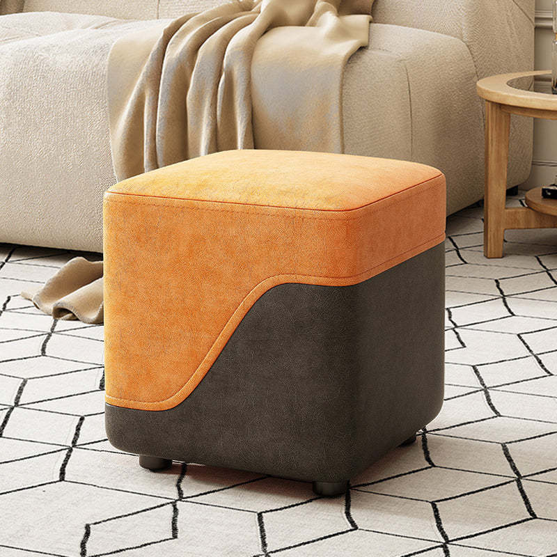 Minimalist Napa Leather Solid Wood Low Stool