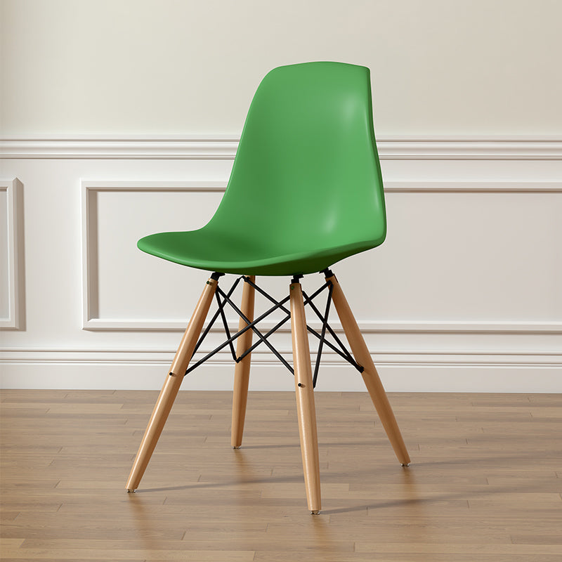 Scandinavian Upholstered Wood Trapezoidal Dining Chair — B / Orange