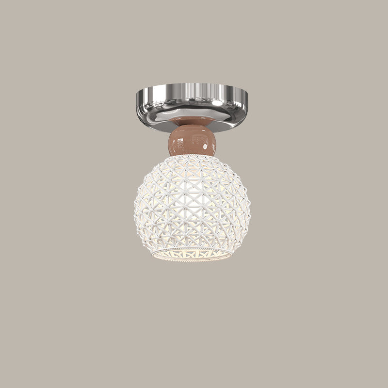Modern Cream Iron Lace Round 1-Light Ceiling Light — E / Brown / 110V-120V For US/CA