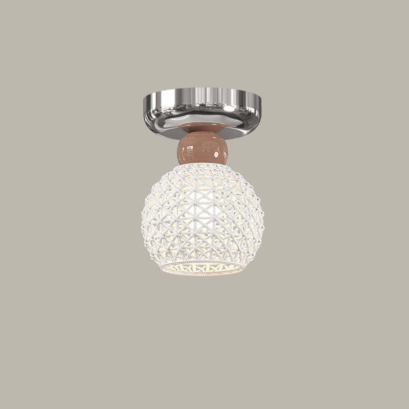 Modern Cream Iron Lace Round 1-Light Ceiling Light — E / Brown / 110V-120V For US/CA