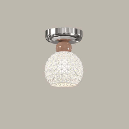 Modern Cream Iron Lace Round 1-Light Ceiling Light — E / Brown / 110V-120V For US/CA