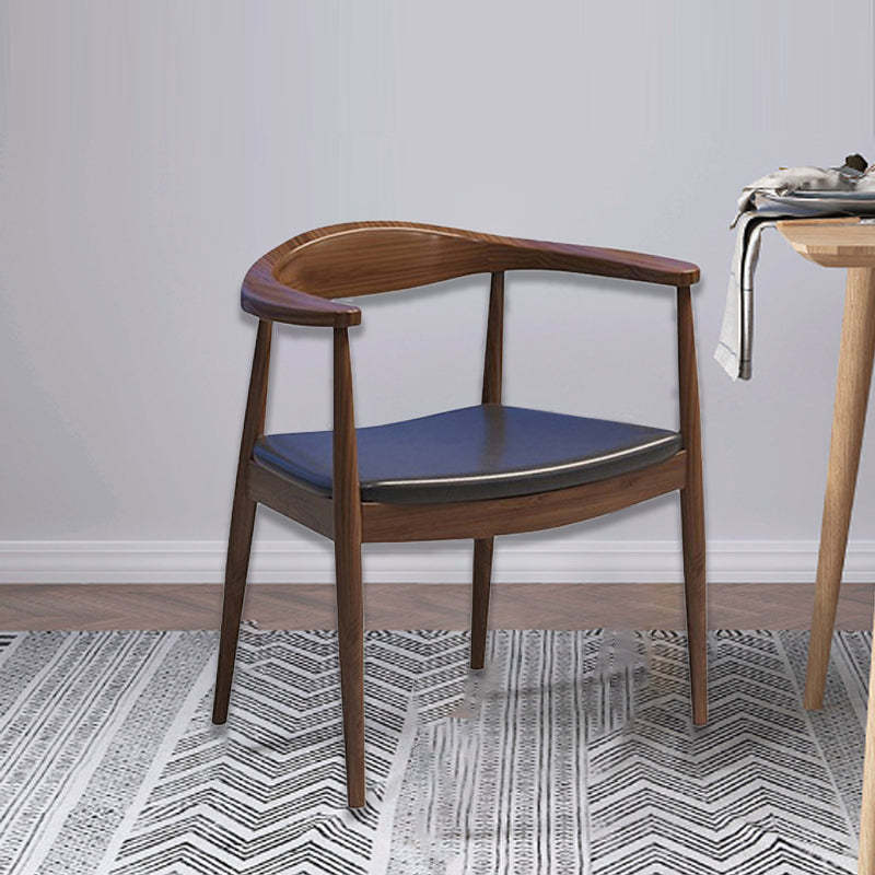 Modern Wood Leather Arch Dining Chair — C