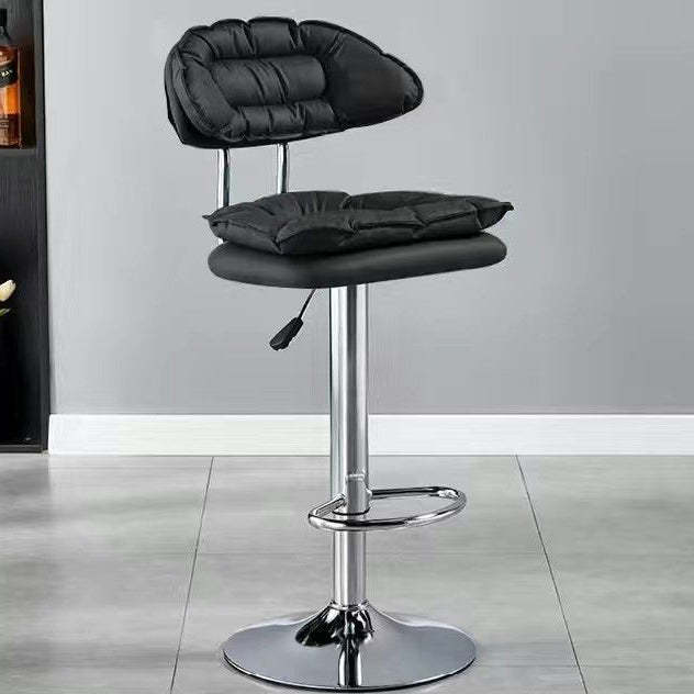 Modern Fabric Iron Semicircular Counter Stool — High / Green / Chrome