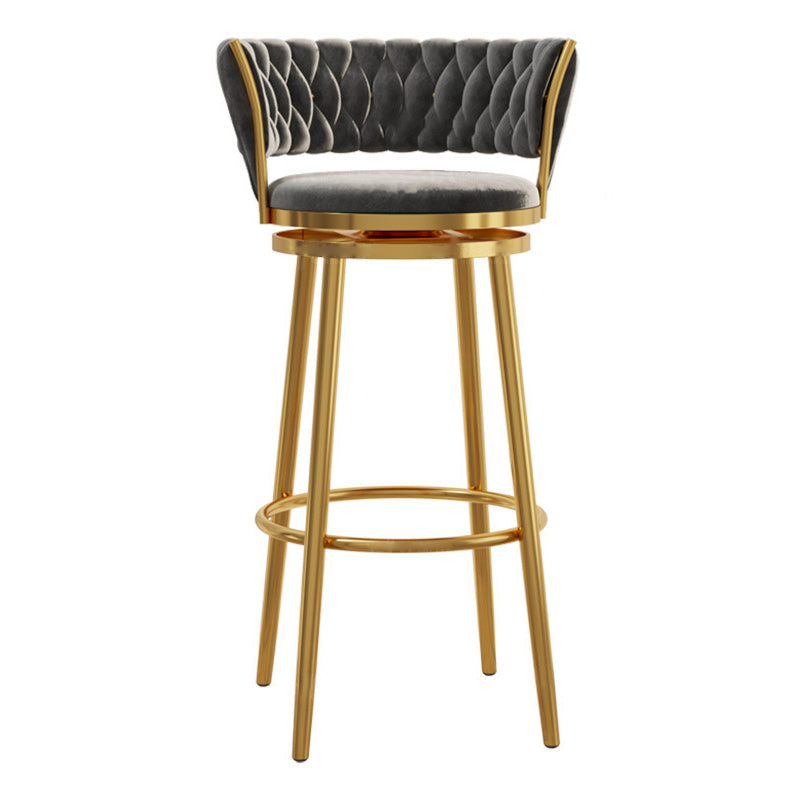 Contemporary Round Velvet Swivel Bar Stool