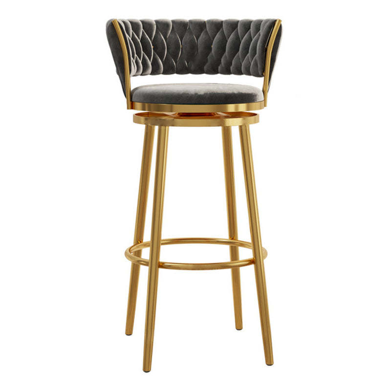 Contemporary Round Velvet Swivel Bar Stool