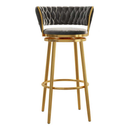 Contemporary Round Velvet Swivel Bar Stool