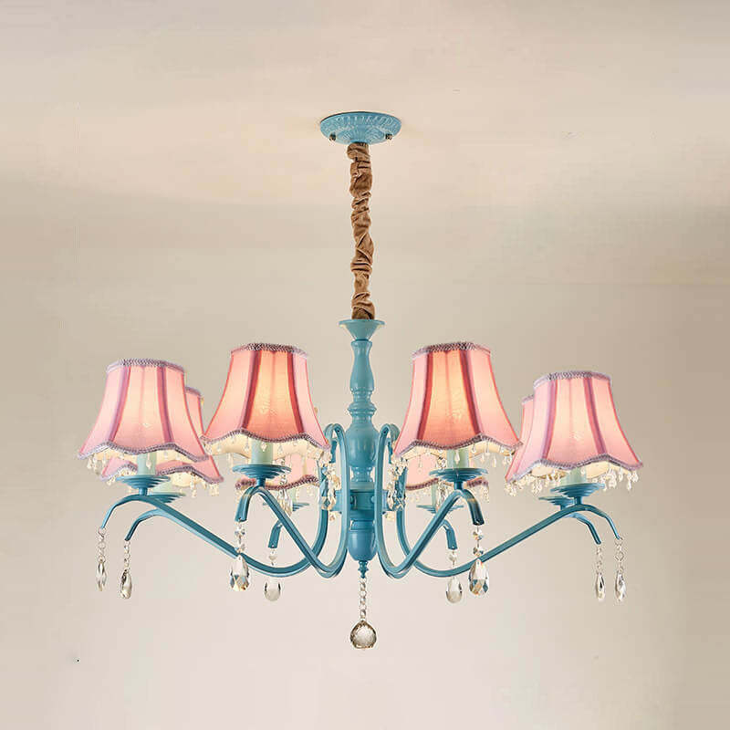 Modern Cone Iron Crystal Fabric Chandelier