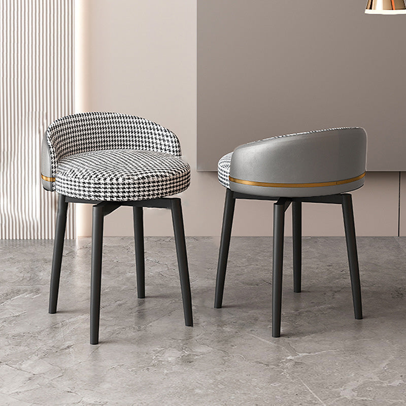 Arc Metal Faux Leather Vanity Stool