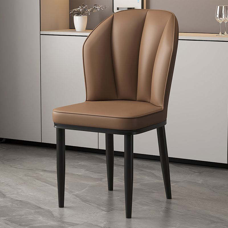 Modern PU Leather Wing-Back Dining Chair — Light Gray + White Legs